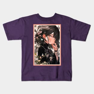 Aesthetic Anime Girl Pink Rosa Black | Quality Aesthetic Anime Design | Premium Chibi Manga Anime Art Kids T-Shirt